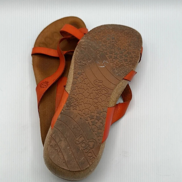 COPY - YOKONO  orange Slip On Toe Loop Strappy sandals Genuine leather size 7.5 - Picture 6 of 6
